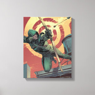 Pijl   Groene pijlschijven van daktop Canvas Afdruk
