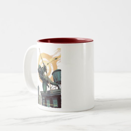 Pijl | Groene pijlschijven van daktop Tweekleurige Koffiemok (Voorkant links)