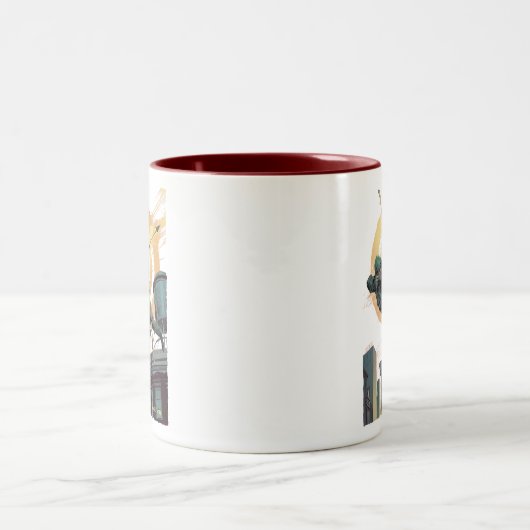 Pijl | Groene pijlschijven van daktop Tweekleurige Koffiemok (Center)