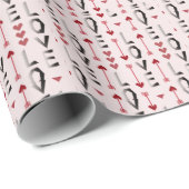 Pijl, Hart & Liefde Romantisch Design Cadeaupapier (Rol Hoek)