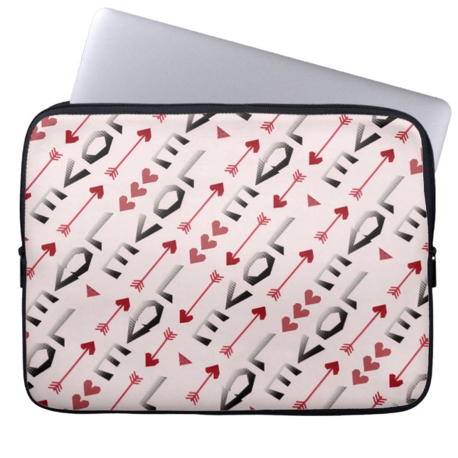 Pijl, Hart & Liefde Romantisch Design Laptop Sleeve (Voorkant)