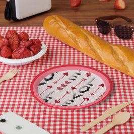 Pijl, Hart & Liefde Romantisch Design Papieren Bordje