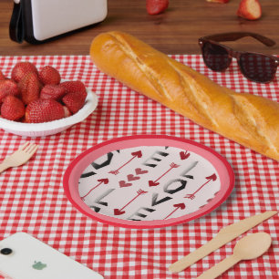 Pijl, Hart & Liefde Romantisch Design Papieren Bordje