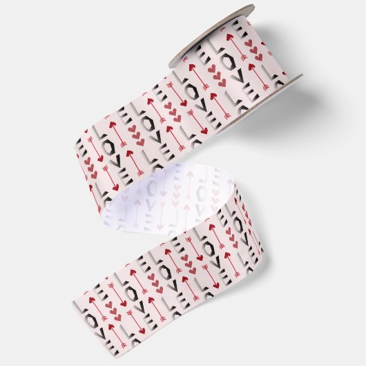 Pijl, Hart & Liefde Romantisch Design Satijnen Lint (Achterkant)