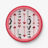 Pijl, Hart & Liefde Romantisch Ontwerp Papieren Bordje (Voorkant)