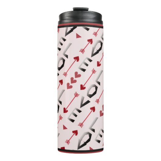 Pijl, Hart & Liefde Romantisch Ontwerp Thermosbeker (Voorkant)