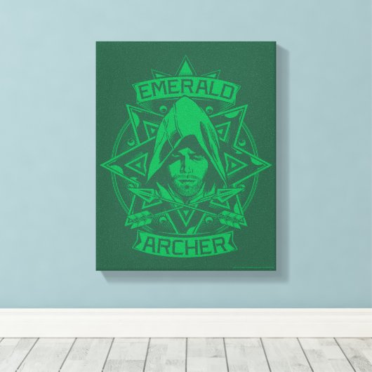 Pijl | Illustratie Emerald Archer Canvas Afdruk (Insitu (Houten vloer))