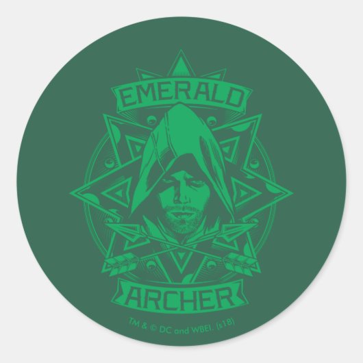 Pijl | Illustratie Emerald Archer Ronde Sticker (Voorkant)