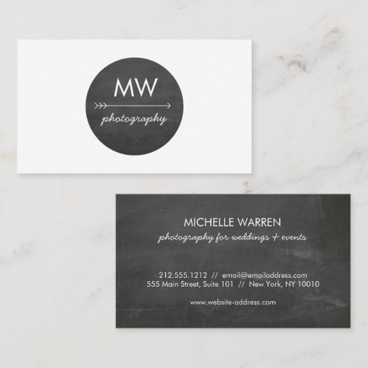 Pijl-kartonnen heupmonogram cirkel visitekaartje (Voorkant / Achterkant)