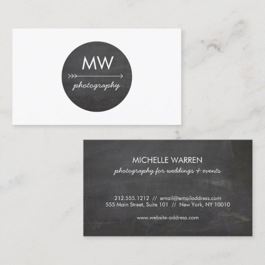 Pijl-kartonnen heupmonogram cirkel visitekaartje (Voorkant / Achterkant)