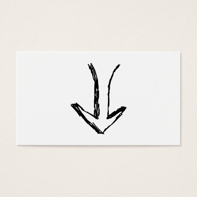 Pijl naar beneden gericht. Zwart-Wit. Visitekaartjes (Voorkant)