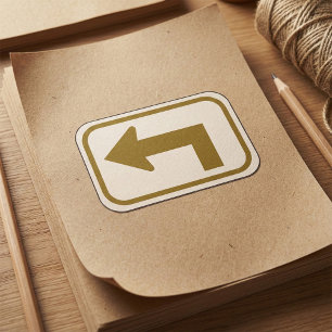 Pijl naar links Draai Richting Bord Rechthoekige Sticker