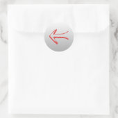 Pijl naar links. Op Grey. Ronde Sticker (Tas)