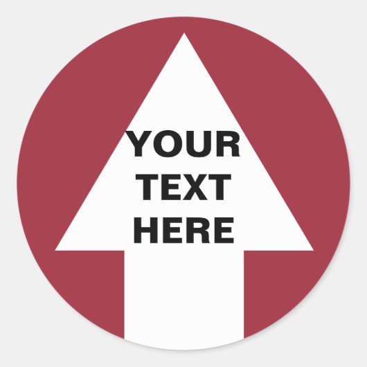 Pijl-omhoog met aangepaste tekst ronde sticker (Voorkant)