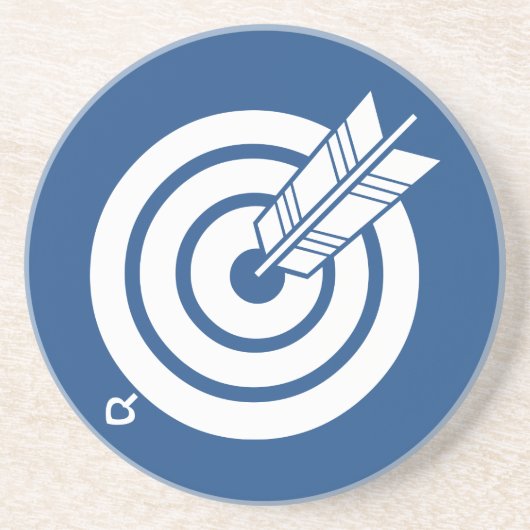 Pijl raakt een rond doel zandsteen onderzetter (Voorkant)
