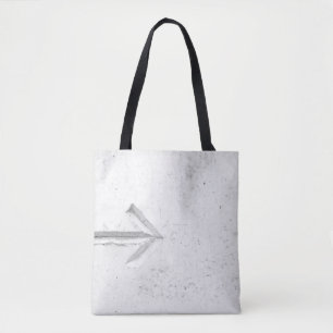 Pijl-rechts tegen muur tote bag