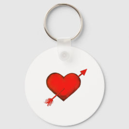 Pijl-rood op witte Button Sleutelhanger