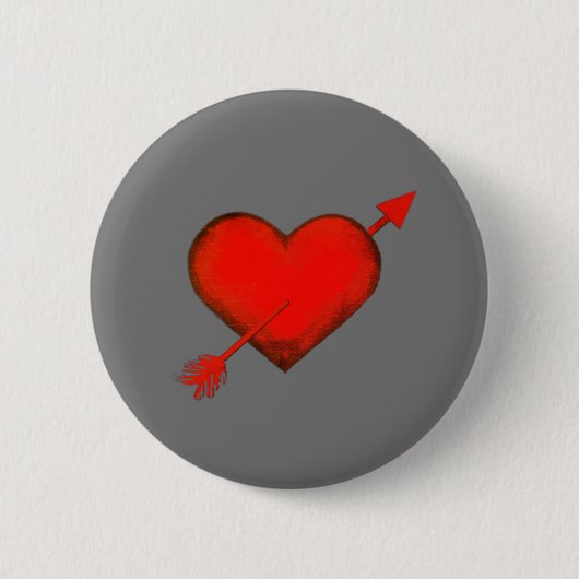Pijl-rood van Cupid op grijze Button (Voorkant)