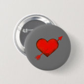 Pijl-rood van Cupid op grijze Button (Voorkant /achterkant)