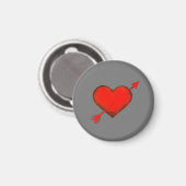 Pijl-rood van Cupid op grijze Button Magnet (Voorkant / Achterkant)