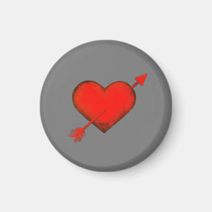 Pijl-rood van Cupid op grijze Button Magnet