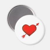 Pijl-rood van Cupid op witte Button Magnet (Voorkant / Achterkant)