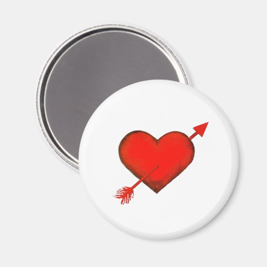 Pijl-rood van Cupid op witte Button Magnet (Voorkant / Achterkant)