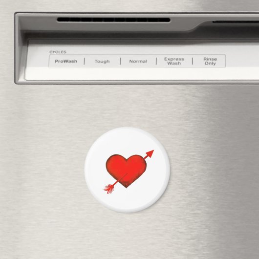 Pijl-rood van Cupid op witte Button Magnet (Insitu (Vaatwasser))