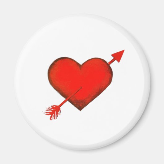Pijl-rood van Cupid op witte Button Magnet (Voorkant)