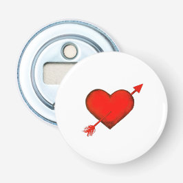 Pijl-rood van Cupid op witte flesopening Button Flesopener
