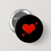 Pijl-rood van Cupid op zwarte Button (Voorkant /achterkant)