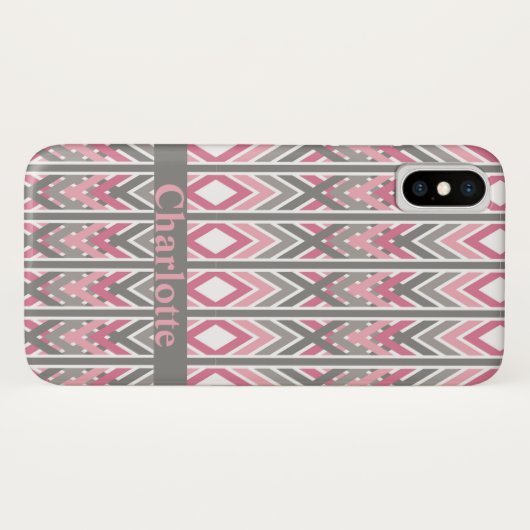 Pijl Tribal Roze Grijs Gepersonaliseerd Patroon Case-Mate iPhone Case (Achterkant (horizontaal))