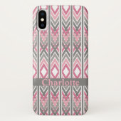 Pijl Tribal Roze Grijs Gepersonaliseerd Patroon Case-Mate iPhone Case (Achterkant)