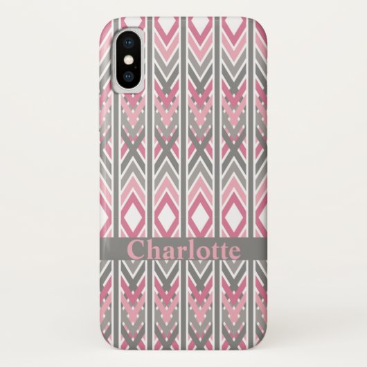 Pijl Tribal Roze Grijs Gepersonaliseerd Patroon Case-Mate iPhone Case (Achterkant)