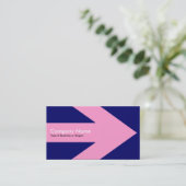 Pijl v3 (roze) - donkerblauw 000066 visitekaartje (Staand voorkant)