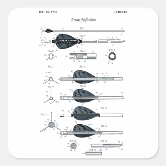 Pijl voor het definiëren van architectuur vierkante sticker (Voorkant)