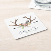 Pijl-Wilde bloem en Antlers Kartonnen Onderzetters (Schuin)