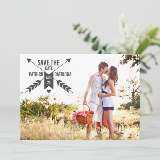 PIJLEN BEWAAR DE DATUM FOTO AANKONDIGING (Staand voorkant)