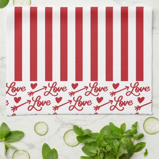 Pijlen en harten van liefde theedoek (Gevouwen)