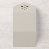 Pijlen en Monogrammen bruiloft | Beige All In One Uitnodiging (Buitenkant)