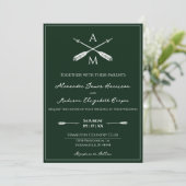 Pijlen en Monogrammen bruiloft | Emerald Green Kaart (Staand voorkant)