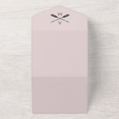 Pijlen en Monogrammen bruiloft | Roze All In One Uitnodiging (Buitenkant)