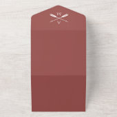 Pijlen en Monogrammen bruiloft | Terracotta All In One Uitnodiging (Buitenkant)