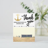 Pijlen Faux Gold Folie Anker Trouwen Dank u Briefkaart (Staand voorkant)