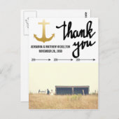 Pijlen Faux Gold Folie Anker Trouwen Dank u Briefkaart (Voorkant / Achterkant)