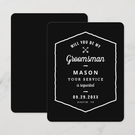 Pijlen Groomsman voorstel behuizing Save The Date (Voorkant / Achterkant)