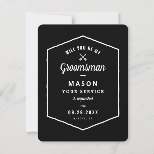 Pijlen Groomsman voorstel behuizing Save The Date (Voorkant)