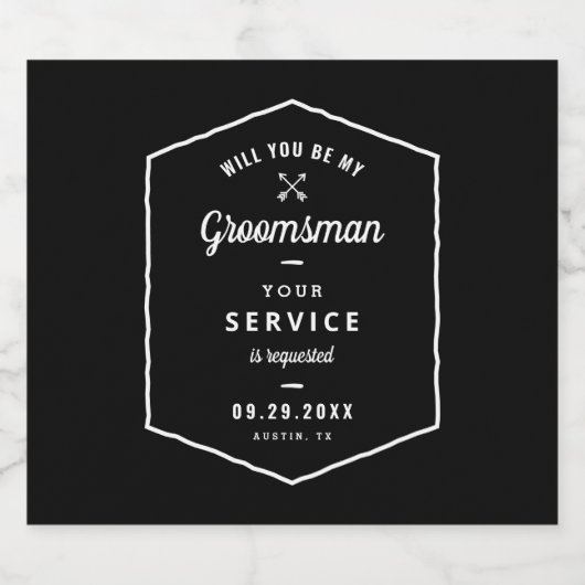 Pijlen Groomsman Voorstel Bier Etiket (Enkel label)