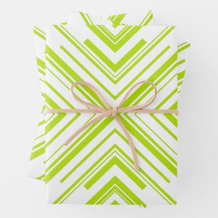 Pijlen in Lime Groen en Wit Inpakpapier Vel