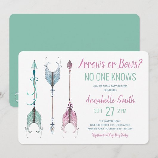 Pijlen of bogen Niemand kent Baby shower Kaart (Voorkant / Achterkant)